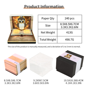 Bloc-notes 3D Hibou Magique du Monde Sorcier, Calendrier 2027, Sculpture en Papier Lumineuse avec Boîtier Acrylique, Cadeau d'Anniversaire Thème Sorcier - Product Image 6