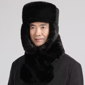 Lei Feng Hat Men Winter Warm Ear Protection Foldable Solid Color Plush Hat For Middle Aged And Elderly Adults - Product Image 2