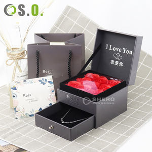 Caja de Joyería de Flores de Lujo para Regalo de San Valentín, para Collares, Anillos, Pendientes, Caja de Joyería con Diseño Floral y Lazo - Product Image 2