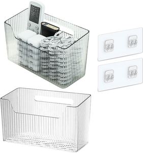 Set of 2 Storage Organizer <b>Bins</b> Wall Mounted Organizer Basket Shower Caddy Stackable Clear Adhesive Hanging <b>Bin</b> for Bathroom - Product Image 1