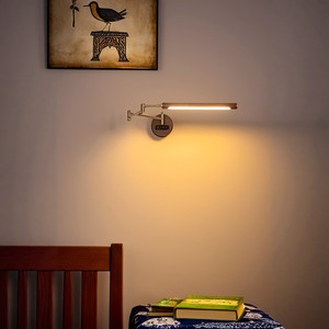 Lampada <span class=keywords><strong>da</strong></span> <span class=keywords><strong>Lettura</strong></span> Dimmerabile a Controllo Touch <span class=keywords><strong>da</strong></span> <span class=keywords><strong>Parete</strong></span> Stile Retrò Francese con Braccio Orientabile in Legno di Noce per Casa, Ufficio e Camera <span class=keywords><strong>da</strong></span> Letto - Product Image 2