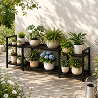 Support à plantes en métal pour l'intérieur et l'extérieur, étagère à plantes à plusieurs niveaux pour plusieurs plantes, étagère à fleurs de jardin pour le salon, le patio, l'angle