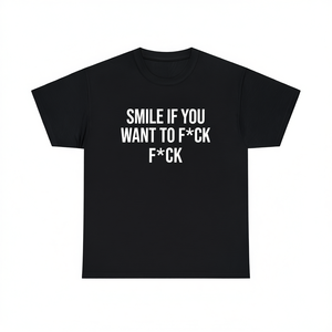 Camiseta Smile If You Want To F*ck F*ck de manga corta con cuello redondo, ropa promocional unisex para adultos - Product Image 3
