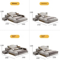 Lit en Bois de Luxe Moderne Grand Format, Multifonctionnel avec Massage Audio USB, Design Tatami et Rangement pour l'Étranger