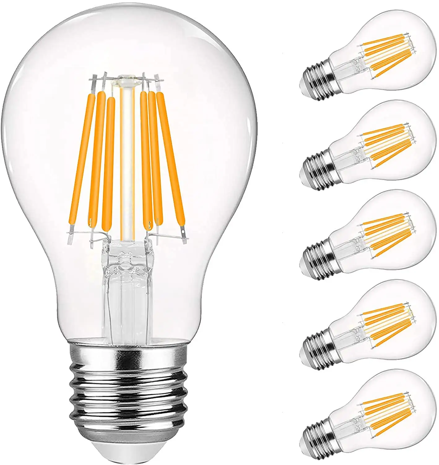 Lampu pengganti filamen LED, A60 clear E26 E27 base 3.5W 5W 6.5W 7.5W 100V/120V/240V