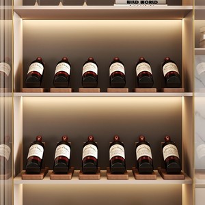 Solid Wood Wine <b>Rack</b> Walnut 4 Bottle Slanted Display <b>Rack</b> For Home <b>Kitchen</b> Bar Storage - Product Image 2
