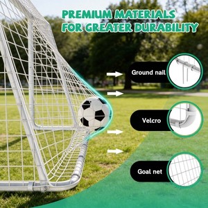 Portería de Fútbol de Malla Metálica Blanca con Aro y Conos, Equipo Deportivo Multifuncional Móvil, Ecológico, Marca MQ - Product Image 3