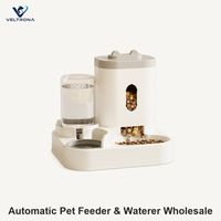 Distributeur automatique de nourriture et d'eau pour animaux de compagnie, distributeur de nourriture pour chats avec fenêtre de visualisation, bouteille d'eau inversée, 2-en-1