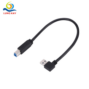 HOLLOW Right Angle <b>Usb</b> 3.0 Male To Bm <b>Cable</b> 0.3m Black <b>Printer</b> Data <b>Cable</b> - Product Image 1