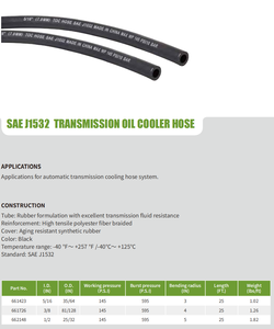 Tuyau de refroidisseur d'huile, tuyau de refroidisseur de transmission 3/8" ID pour <span class=keywords><strong>direction</strong></span> <span class=keywords><strong>assistée</strong></span>, systèmes hydrauliques, tuyau de <span class=keywords><strong>direction</strong></span> <span class=keywords><strong>assistée</strong></span> 300 PSI, SAE J1532 - Product Image 2