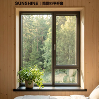 Ventana Abatible Moderna de Aluminio con Doble Acristalamiento para Apartamento, Resistente al Agua, al Viento y a los Ladrones, de Acero Inoxidable