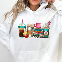 Café lait thé dictionnaire stylo règle enseignant carburant transfert de chaleur impression motif Hot Fix autocollant Applique pour T-shirt sac à capuche