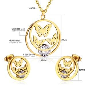 ชุดเครื่องประดับคู่รัก ผีเสื้อคริสตัลชุบทองสแตนเลสสตีล สำหรับงานแสดง - Product Image 3
