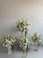 Set Bunga Pernikahan Buatan dari Hydrangea Putih Murni, Mawar, Tulip, Calla Lily, Rangkaian Bunga Sutra, Dekorasi Papan Selamat Datang untuk Upacara