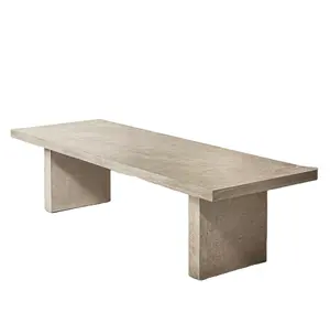 Modern American Style Dining Room Waxed Concrete Solid Wood Table Rectangular Waxed Concrete Dining Table And Chairs Set