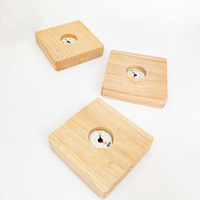 Base d'affichage en verre cristal à LED en bois avec résine laser 3D Art Design moderne Lumière chaude à intensité variable pour la maison et le PC Alimenté par USB