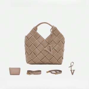 Bolso de Mano de Diseño Casual para Mujer, Tejido en Piel Vacuna, Estilo Lujoso y Exclusivo, con Cadena Cruzada y Correa para el Hombro - Product Image 2