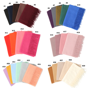 Fashion disesuaikan wanita Pashmina warna Solid hangat jilbab syal musim dingin kasmir rumbai selendang - Product Image 5