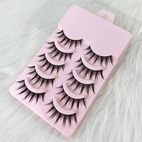 5 paires de faux cils synthétiques 3D Manga Cosplay, cils courts naturels à bande transparente, doux et réutilisables, vente en gros, fourniture d'usine