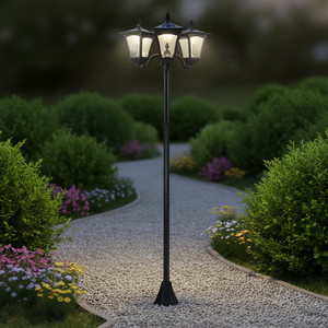 Lampadaire Solaire de Jardin à Trois Têtes IP65 LED, Lumière de Chemin Extérieure Blanc Chaud 2700K, Corps en Fer, Autoportant - Product Image 2