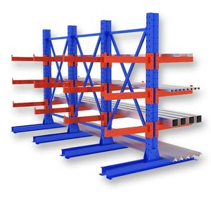 رفوف تخزين فولاذية متينة للجراج، رف كابولي أحادي الجانب مع حماية من التآكل، قابل للتخصيص، رف كابولي بأربعة مستويات - Product Image 3