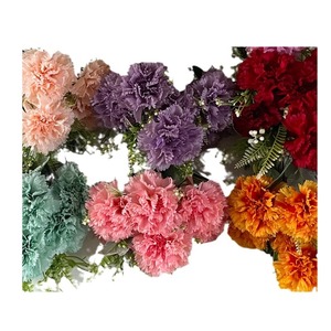 Bouquet de 10 œillets en soie bleu lac de 45 cm pour la décoration intérieure et les mariages - Product Image 2
