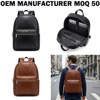 Fabricant OEM Sac à dos décontracté unisexe en peau de crocodile avec fermeture à cordon Sac de voyage en cuir d'alligator pour le travail