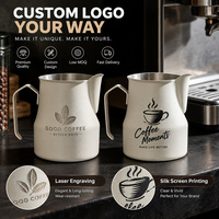 Pichet à mousse de lait Kingze en acier inoxydable 304 avec logo personnalisé, 480 ml, 700 ml, pichet à latte art, carafe à lait pour café, expresso, barista