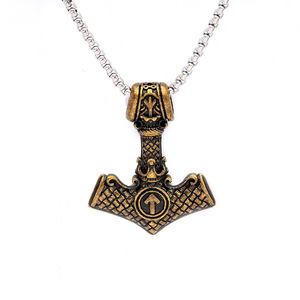 Yunnique – collier avec pendentif marteau de Thor Viking en acier inoxydable, couleur Bronze, chaîne de 60cm, bijoux à la mode pour hommes, cadeau - Product Image 5