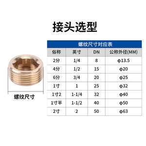 NGS Brass Threaded Internal Hex Plug 1 Inch For Pneumatic Fittings Low Pressure Gas Use - Product Image 4