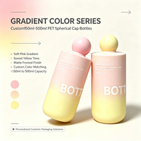 Bouteille cylindrique vide en PET de taille personnalisée 150ml-500ml avec bouchon à vis en forme de boule, sérigraphiée OEM/ODM pour les soins personnels et cosmétiques