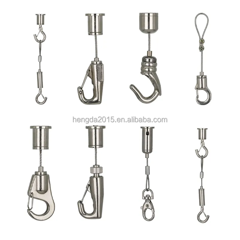 Factory price adjustable stainless steel cable hanging system light hanging kits with wire rope clamp