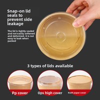 Bol à salade jetable en papier kraft avec couvercle, logo personnalisé, contenants pour la restauration rapide, boîte à salade, bol à soupe, boîte ronde à emporter