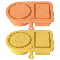 Boîte à lunch en silicone moderne rectangulaire portable à double compartiment, couvercle divisé pliable, chauffable, écologique, pour aliments
