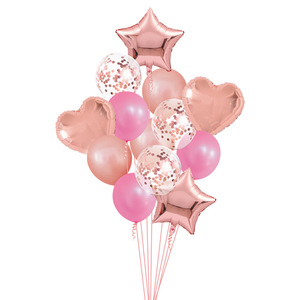 Globo de oro rosa, estrella, decoraciones para fiesta de feliz cumpleaños, juego de papel de aluminio en forma de corazón para fiesta - Product Image 6