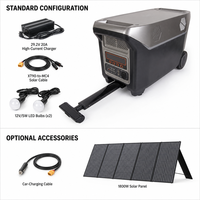 Estación de Energía Portátil de 3kWh con Batería Solar LiFePO4, Onda Sinusoidal Pura, Controlador MPPT, Suministro de Emergencia, Ruedas, Carrito, Compatible con Automóviles