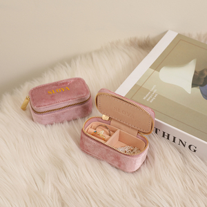 Boîte à bijoux portable en velours avec logo personnalisé, boîte de rangement pour bijoux, emballage de bijoux de qualité supérieure, présentoir à bijoux - Product Image 4