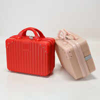Petite valise à rayures en plastique de 14 pouces pour femme, avec fermeture éclair, poignée supérieure, légère, idéale pour les voyages, cadeau