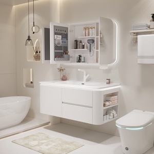Modern Design Bathroom <strong>Sink</strong> with Cabinet Set Waterproof Marble Vanity Storage <strong>Cupboard</strong> Including Bathroom Mirror and Wash Basin - Product Image 3