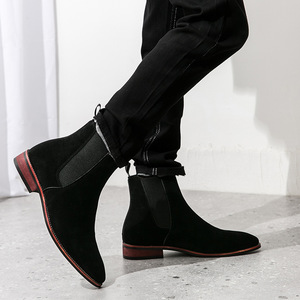 Botas de Tobillo de Gamuza Retro para Hombre, Talla Grande, Botas de Cuero Sin Cordones para Negocios, Transpirables y Versátiles - Product Image 4