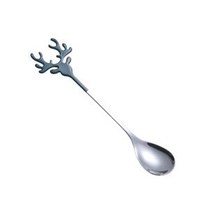 Cuillère en acier inoxydable de Noël, ensemble de couverts cadeaux, cuillère à café motif élan, cuillère à mélanger 304, cadeau amusant pour le Nouvel An - Product Image 5