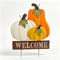 Décoration de jardin en métal artisanale WELCOME Trio Citrouille pour l'automne, la récolte et Thanksgiving