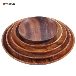 Bandeja Personalizable de Madera de Acacia, Plato Redondo de Madera Maciza Japonesa para Frutas, Utensilios de Cocina y Vajilla de Mármol para Envasado de Alimentos - Product Image 6