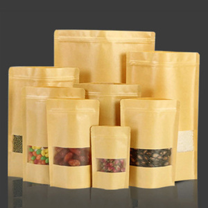 Best Price High Quality Packing 2 Layer Brown <b>Pouch</b> Food Grade Stand up Kraft Paper Bag With Clear Window - Product Image 2