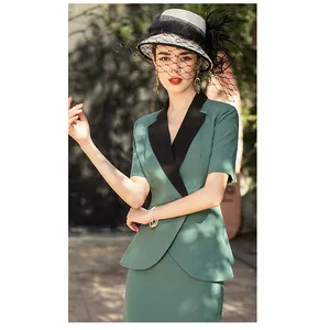 कोरा शैली से मिश्रित रंग ब्लेज़र महिलाओं की बेल महिलाओं को औपचारिक ब्लेज़र और छोटी आस्तीन सेट के लिए औपचारिक ब्लेज़र - Product Image 1