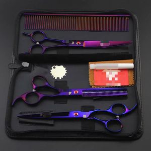 7.0 इंच पालतू कैंची कुत्ते सौंदर्य कैंची सेट सीधे और घुमावदार और Thinning कैंची तेज धार जानवरों बाल काटने के उपकरण किट - Product Image 6