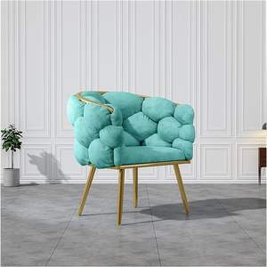 Diseño moderno sedie da Pranzo Cómodo respaldo terciopelo Beige Tufted sillón terciopelo manicura maquillaje espera sillas de comedor - Product Image 5