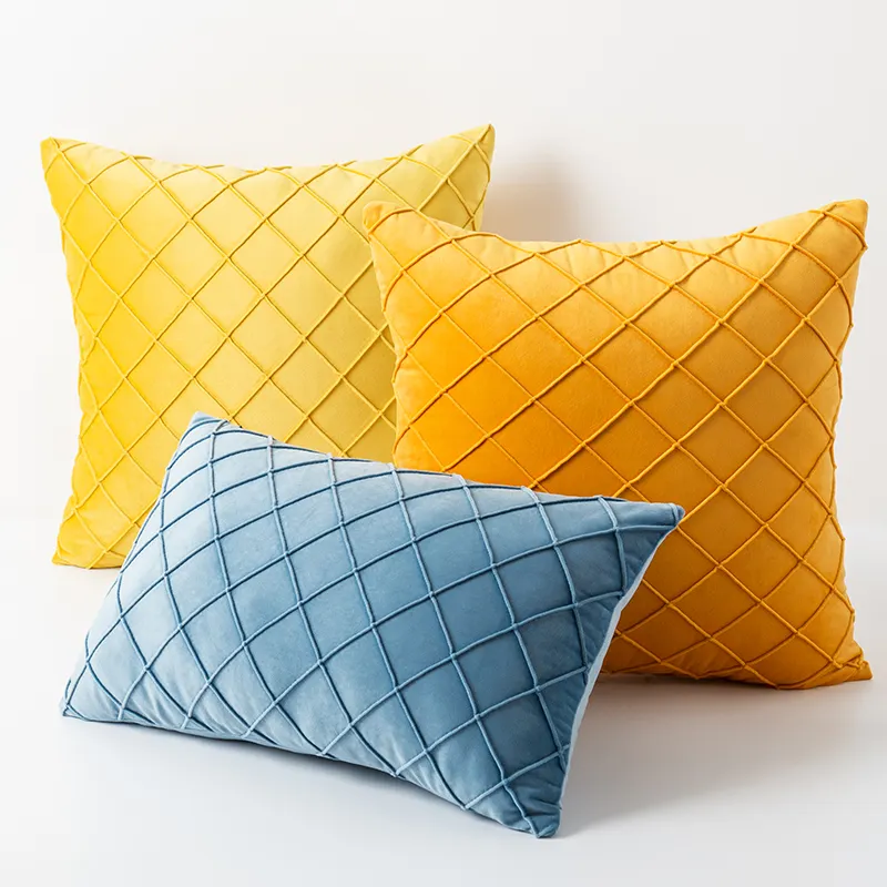 Vente en gros de housse de coussin en velours pour canapé et patio 18*18 pouces, taie d'oreiller carrée en velours multicolore, simple et moderne