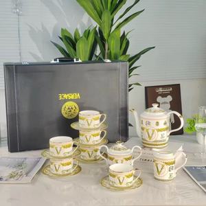 High Quality Eco-Friendly Pure Gold Embossed Bone China Dinner <b>Set</b> Classic Luxury Tableware for Weddings Home Hotels; <b>PC</b> Cup Kit - Product Image 6