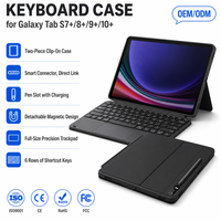 Casing Keyboard Pogo Pin untuk Samsung Galaxy Tab S7+/S8+/S9+/S7 FE 12.4" dengan Trackpad Multi Touch dan Lampu Latar 6 Baris Tombol